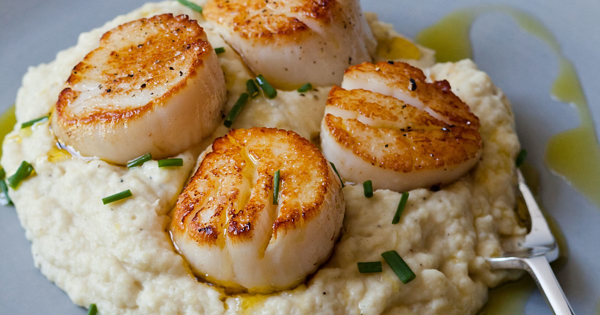 Barefoot Contessa Seared Scallops with Potato Celery Root Purée