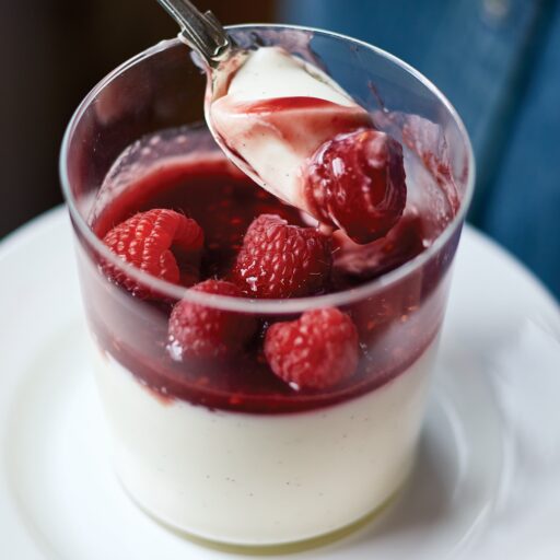 Panna Cotta with Fresh Raspberry Sauce