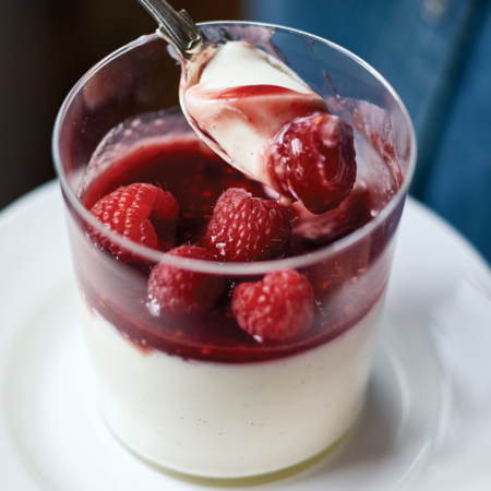 Panna Cotta with Fresh Raspberry Sauce